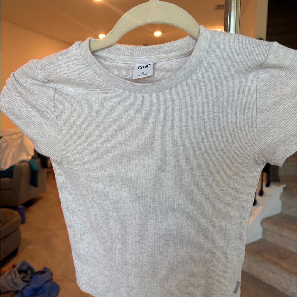 TNA Light Gray Ribbed Tee